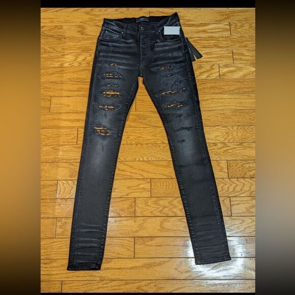 AMIRI Leopard Thrasher Ripped Skinny Jeans, sz 30 Aged Black - Picture 7 of 7